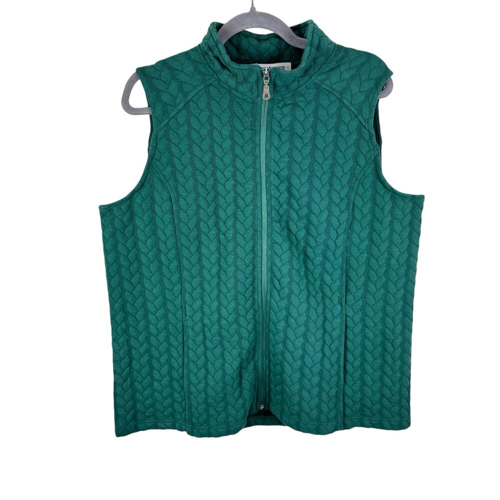 Liberty Lane Green Lightweight Full Zip Mock Neck Quilted Vest Pockets Size XL